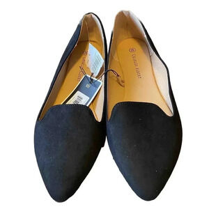 New Charles Albert Black Faux Suede Flat Ballet Shoes Women’s 8 Light Comfort